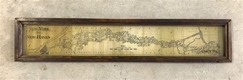 Vintage New York To New Haven Railroad Map Circa 1845 Framed Shadowbox