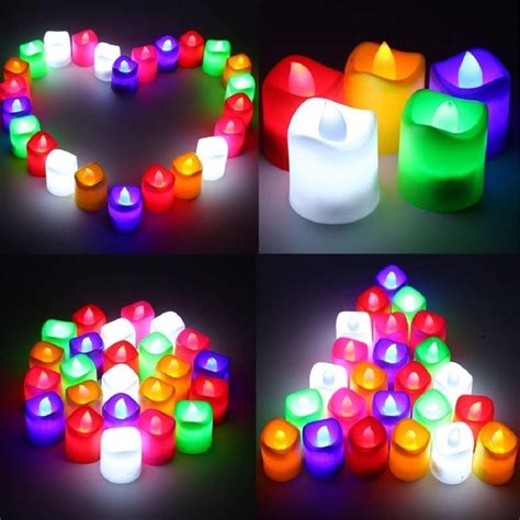 Best suitable for indirect lightings, events, showcase products, lamps etc. Battery-operated Flameless LED Votive Tea Light Candles ...