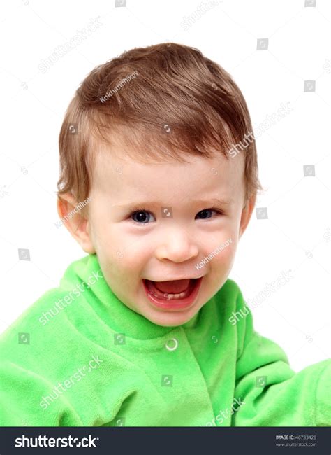 Happy Laughing Baby Green Isolated On Stock Photo 46733428 Shutterstock