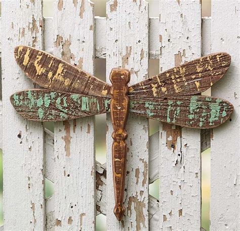 Dragonfly Wall Hanging Rustic Distressed Wood Indoor Outdoor Home