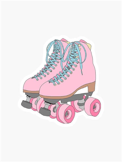 Pink Roller Skates Sticker By Tastebuds Redbubble