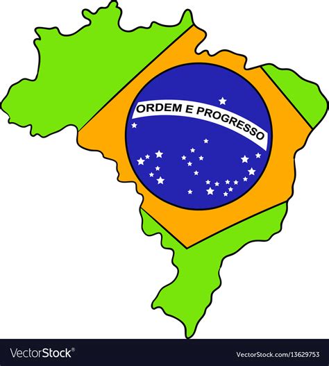 Brazil Map And Flag Icon Cartoon Royalty Free Vector Image