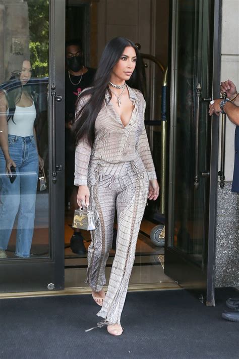 Kim Kardashian Rocks Sexy Snakeskin Outfit And Mini Hermès Bag In Nyc