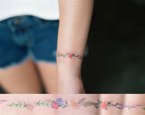 Floral Wristband Tattoo