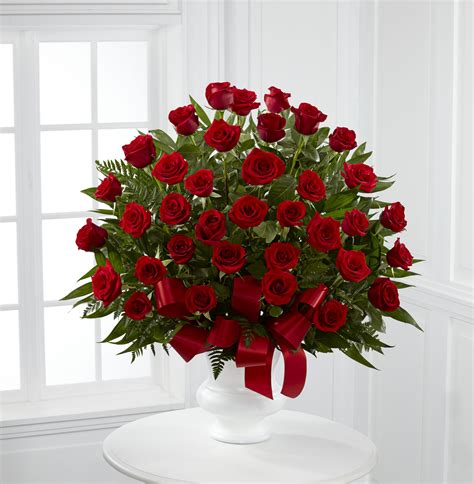 All Red Rose Funeral Basket Creative Floral Designs