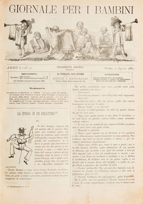 Giornale Per I Bambini Annate 1881 1885 La Storia Di Un Burattino