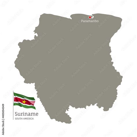 Vecteur Stock Silhouette Of Suriname Country Map Gray Editable Map