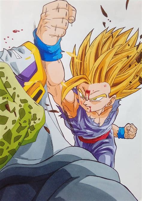 Gohan Ssj2 Vs Perfect Cell By Daisuke Dragneel Anime Dragon Ball Super Dragon Ball Artwork