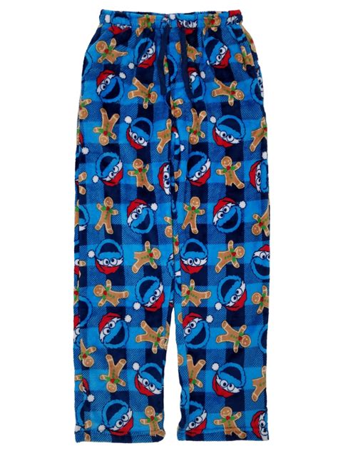 Sesame Street Sesame Street Mens Fleece Cookie Monster Christmas Sleep Pants Pajama Bottoms M