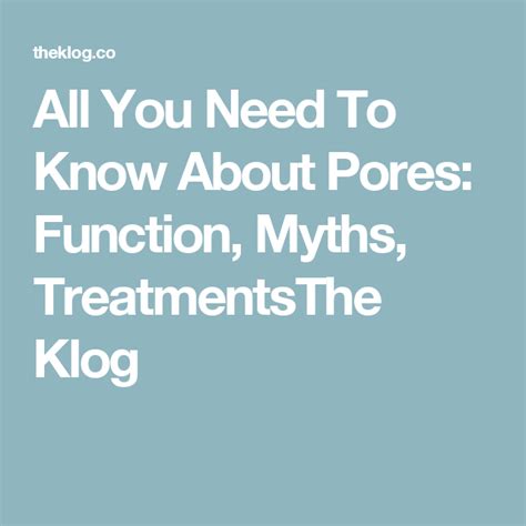 All You Need To Know About Pores Function Myths Treatmentsthe Klog