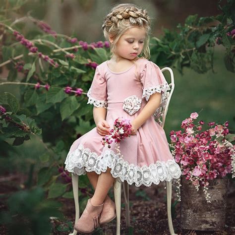 Baby Girls Dresses Princess Lacework Flare Sleeve Flower Elegant Lace