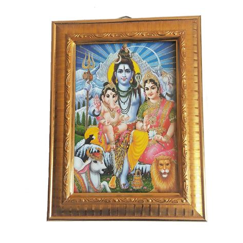 Buy Traditional Wooden Acrylic Glass Photo Frame With Shiva Parivar