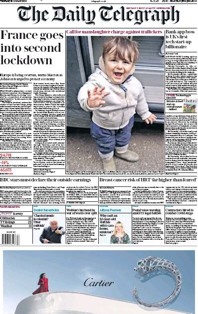 The Daily Telegraph Uk Front Page For 29 October 2020 Paperboy