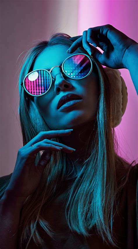 4k Free Download Cool Girl Cool Tupac2x Awesome Galsses Glasses Lights Neon Purple Hd
