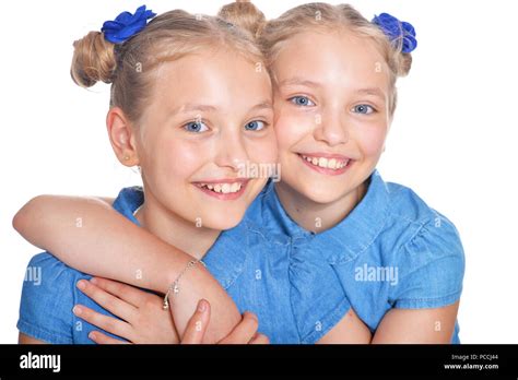 Two Adorable Twin Sisters Stock Photo Alamy