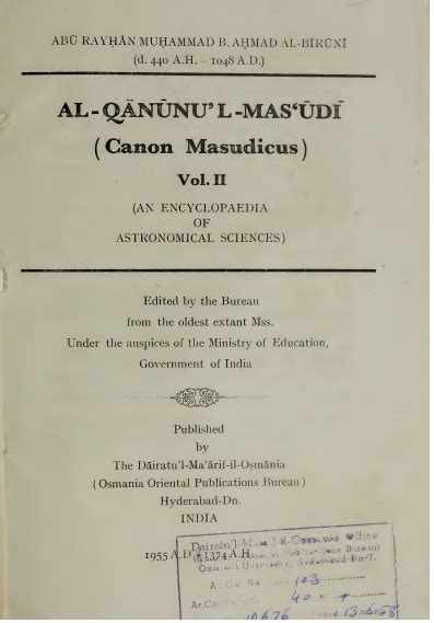 Kitab Karya Al Biruni Al Qanun Al Masudi ~ Profesor Bolabot