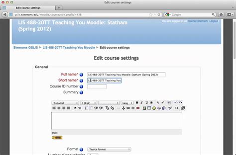Moodle Editing Your Settings Youtube