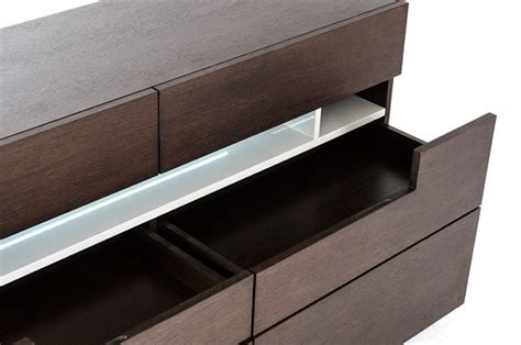Modrest Ceres Contemporary Brown Oak And Grey Dresser With Led Light