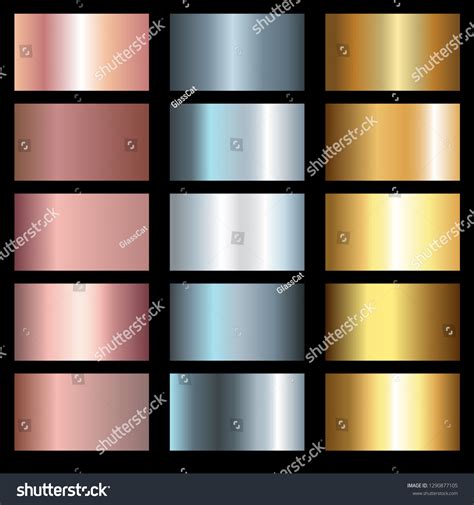 Set Different Metals Gradients Collection Gold Stock Vector Royalty