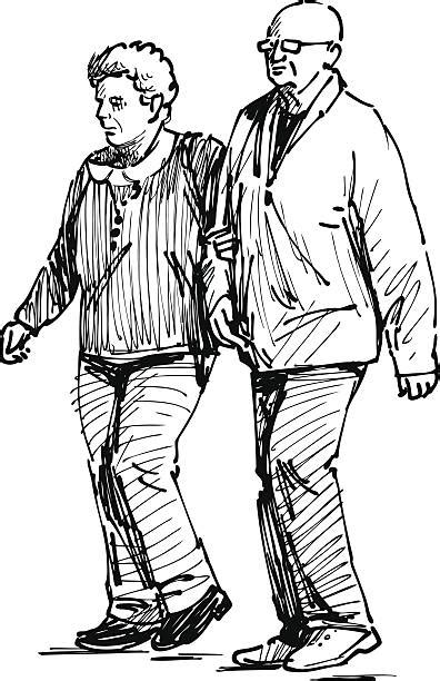 50 Drawing Of Old Couple Walking Together Illustrations Royalty Free