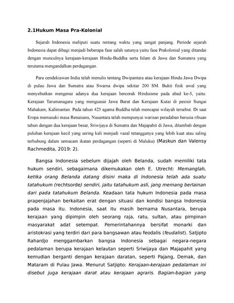 Hukum Masa Pra Kolonial Masa Pra Kolonial Sejarah Indonesia