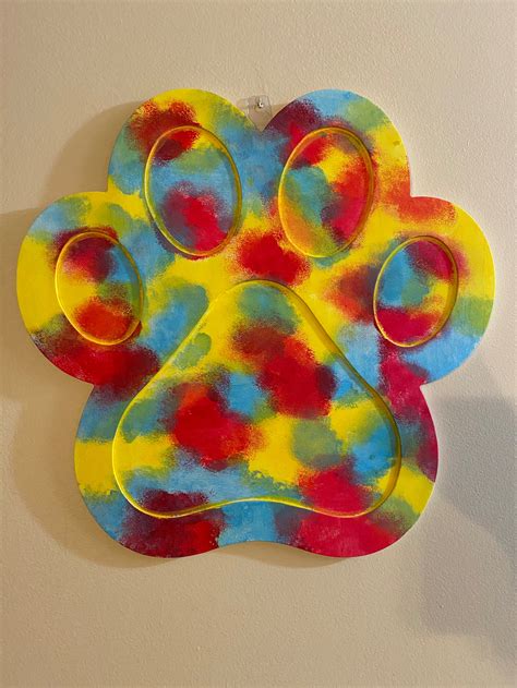 Hand Painted Paw Print Wall Art Etsy