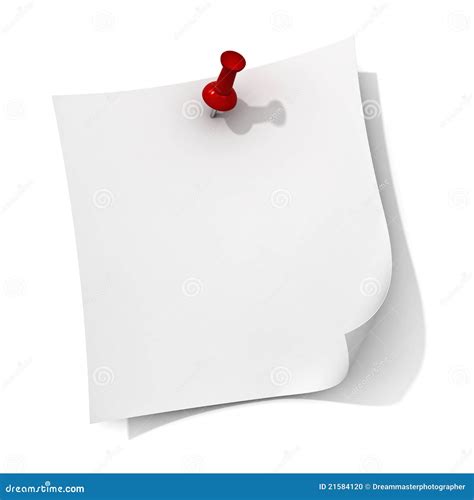 White Note Paper With Red Push Pin Stock Illustration Illustration Of