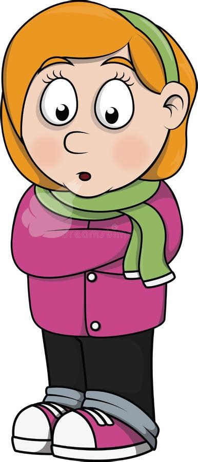 Girl Freezing Cartoon Color Illustration Stock Vector Illustration Of