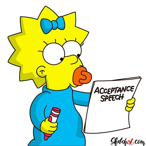 How To Draw Maggie Simpson Writing The Acceptance Speech Step By Step