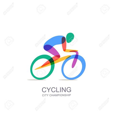 Vector Cycling Logo Icon Emblem Design Template Human Silhouette On