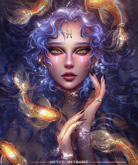 Elegant Pisces Goddess Artwork Zodiac Art Fantasy Art Women