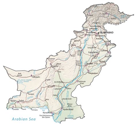 Physical Map Of Pakistan Shaded Relief Outside Images