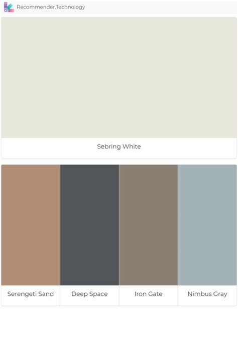 A collection of 1,680 inspired hues that consumers and professionals have enjoyed for years, the colours in this palette are as timeless as they are forward. Sebring White: Serengeti Sand, Deep Space, Iron Gate ...