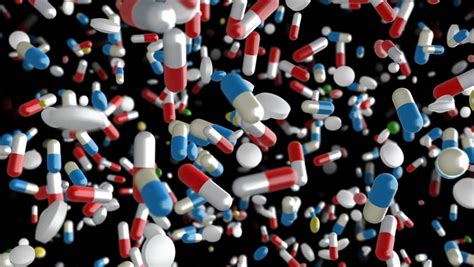Many Colorful Drugs And Pills Falling On White Background Full Hd