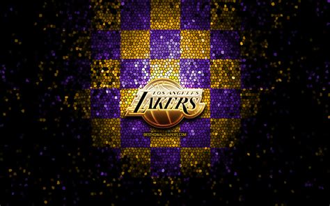 Download Wallpapers Los Angeles Lakers Glitter Logo Nba Violet