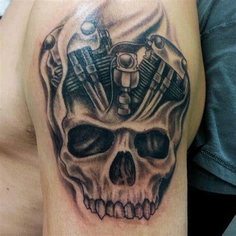 Motorcycle Engine With Skull Tattoos Pinterest