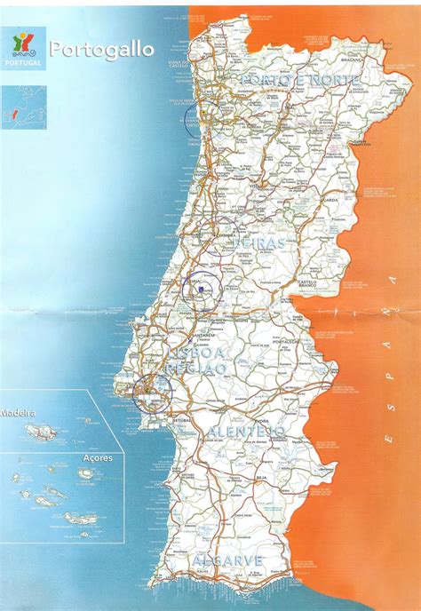 Mapa topográfico de portugal, madeira e azores creado principalmente a partir de los carta militar itinerária de portugal continental,1:500.000. PZ C: mapa de portugal