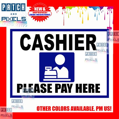 Cashierpay Here Sign Take Out Counter Sign Laminatedpvcsticker 8 X