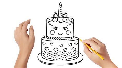 How To Draw A Unicorn Cake Easy Drawings Youtube
