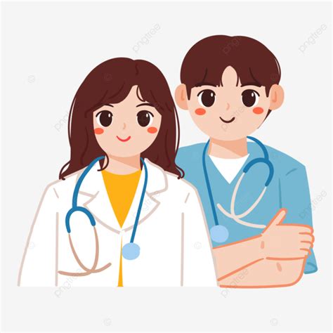 Enfermera Y Doctor De Dibujos Animados Lindo Png Dibujos Médico Enfermero Pegatina Png Y