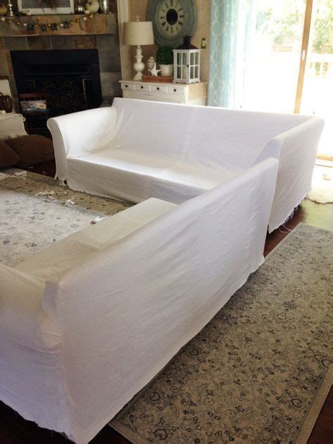 Drap fabric over sections of the sofa to create a template of what needs to be cut. How to Make a Sectional Slipcover | Sectional slipcover ...
