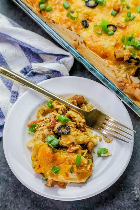 Easy Chicken Enchilada Pie Bake Green Chile Cheesy Layered Enchilada