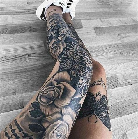 female leg sleeve tattoo ideas best design idea