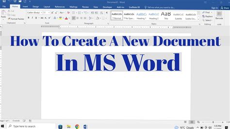 How To Create A New Document In Ms Word Youtube