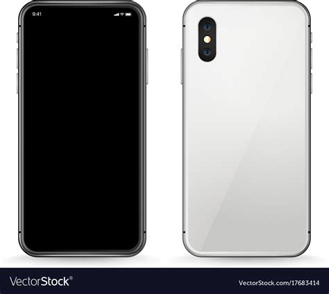 Modern Smartphone Mockup Front And Back View Vector Image