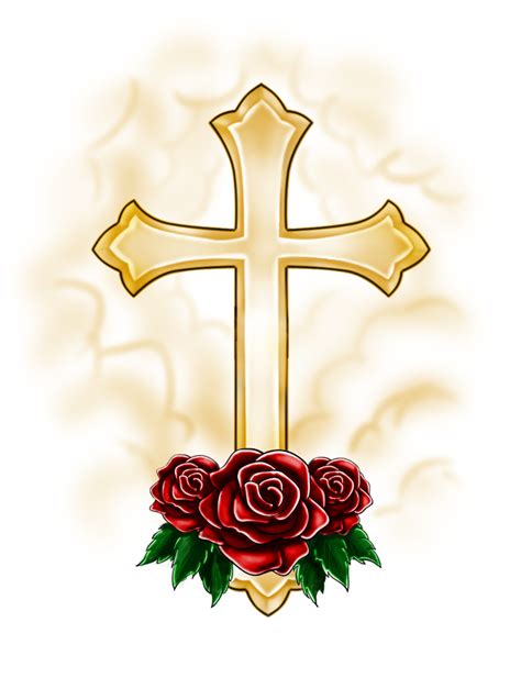 Pictures Of Crosses With Roses Clipart Best