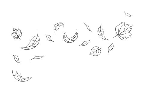 Leaves Fall Set In Doodle Style Vector Illustration Wave Cold Air