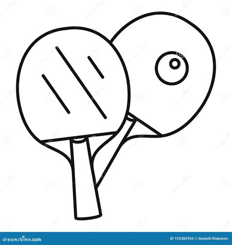 Table Tennis Paddle Icon Outline Style Stock Vector Illustration Of