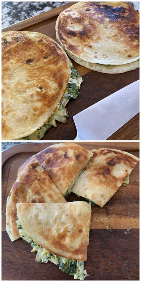 Spread 1/4 of the mixture on 4 of the tortillas. Spinach Artichoke Quesadillas | Recipe | Horderves recipes ...