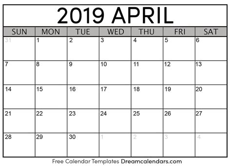 April Calendar Free Printable With Holidays And Observances